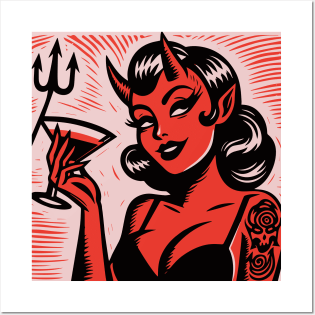 Retro Devil Girl Wall Art by n23tees